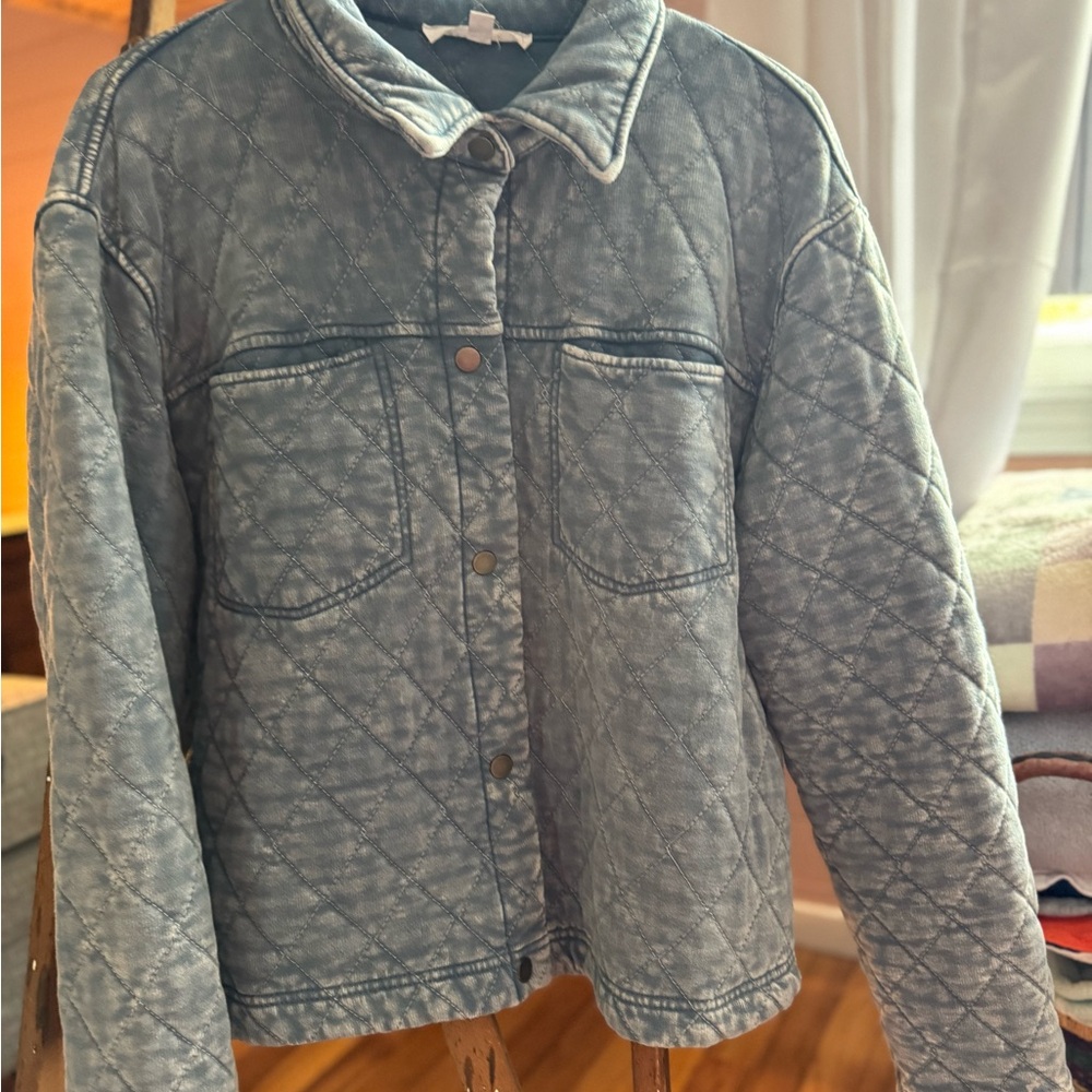 Rae Dunn Blue Quilted Jean Jacket